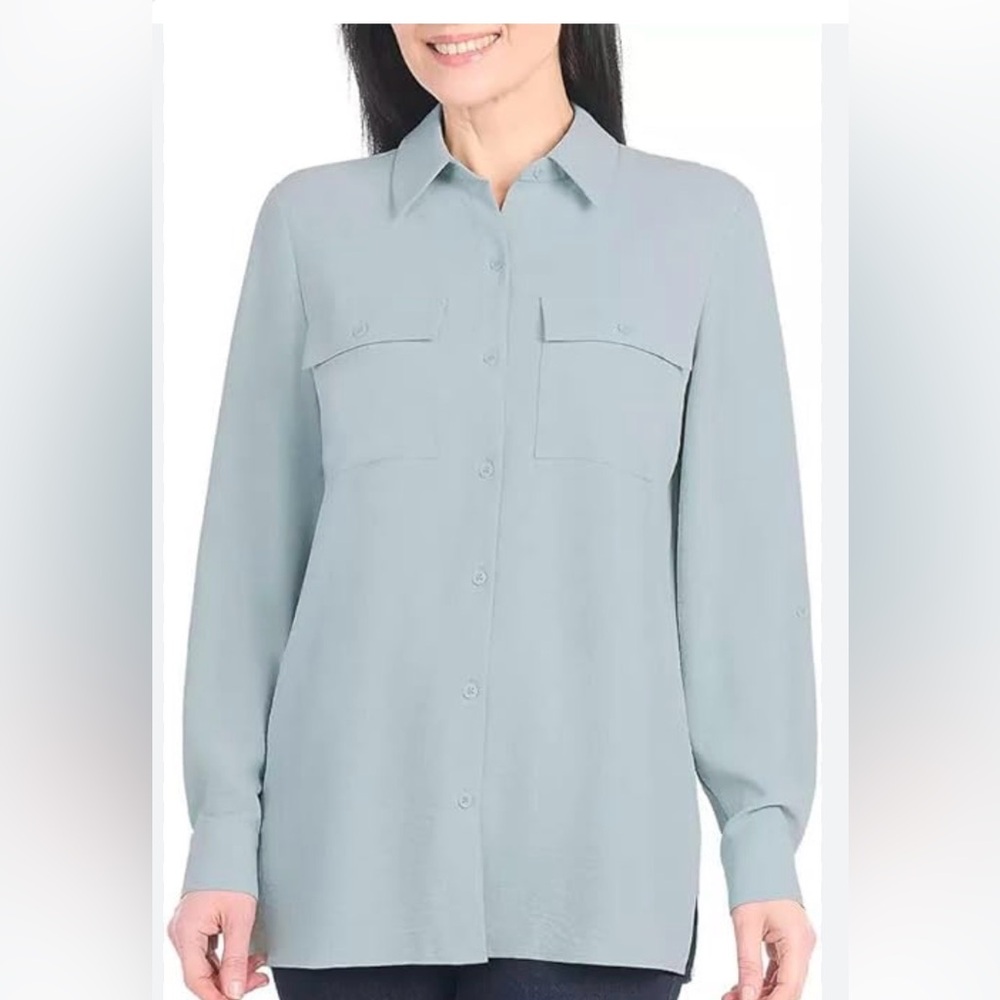 Hilary Radley Sky Blue Button Down Shirt